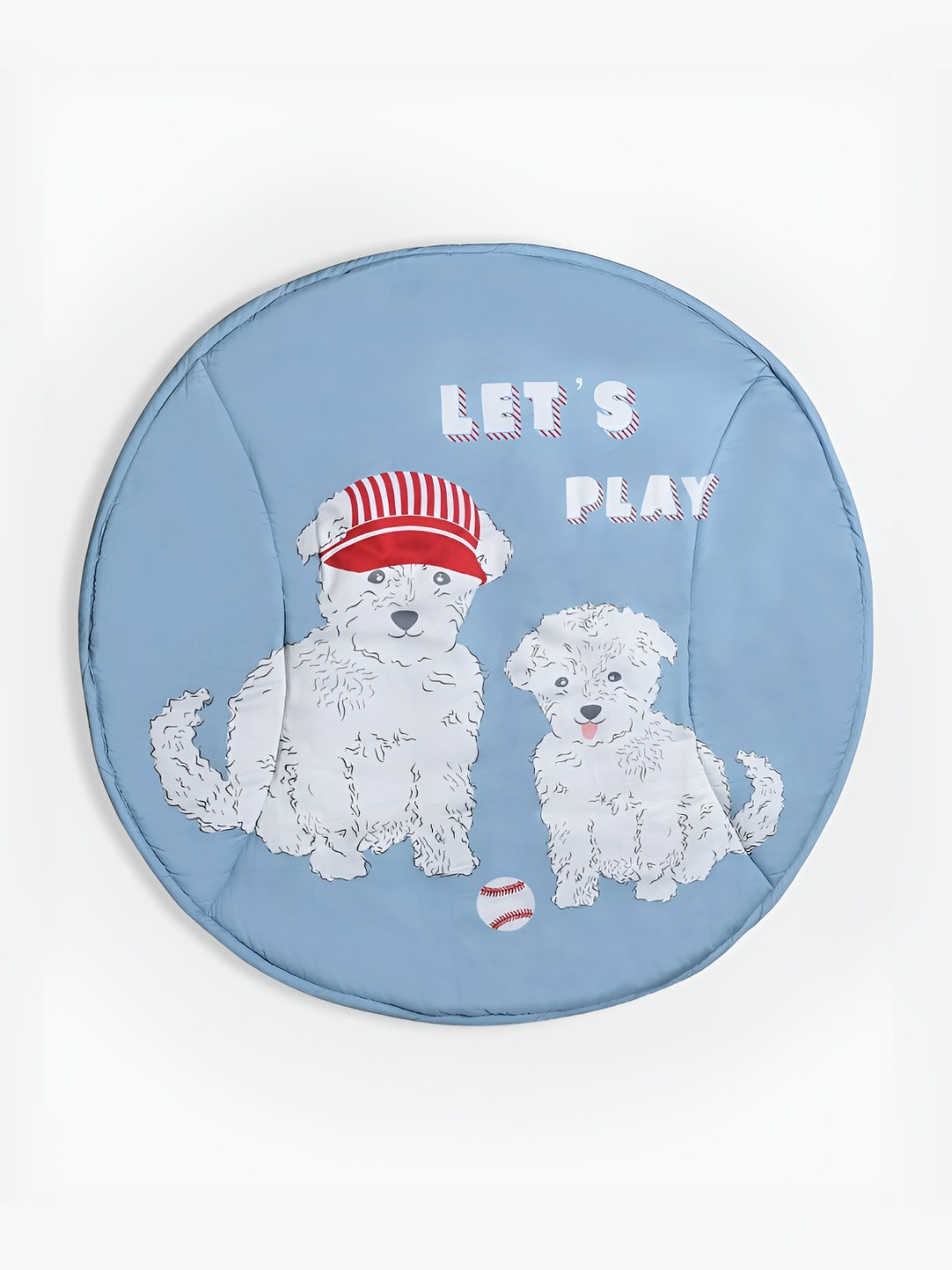 MiArcus Blue & White Printed Cotton Round Lightweight Animal Theme Baby-Crawling Floor Mat