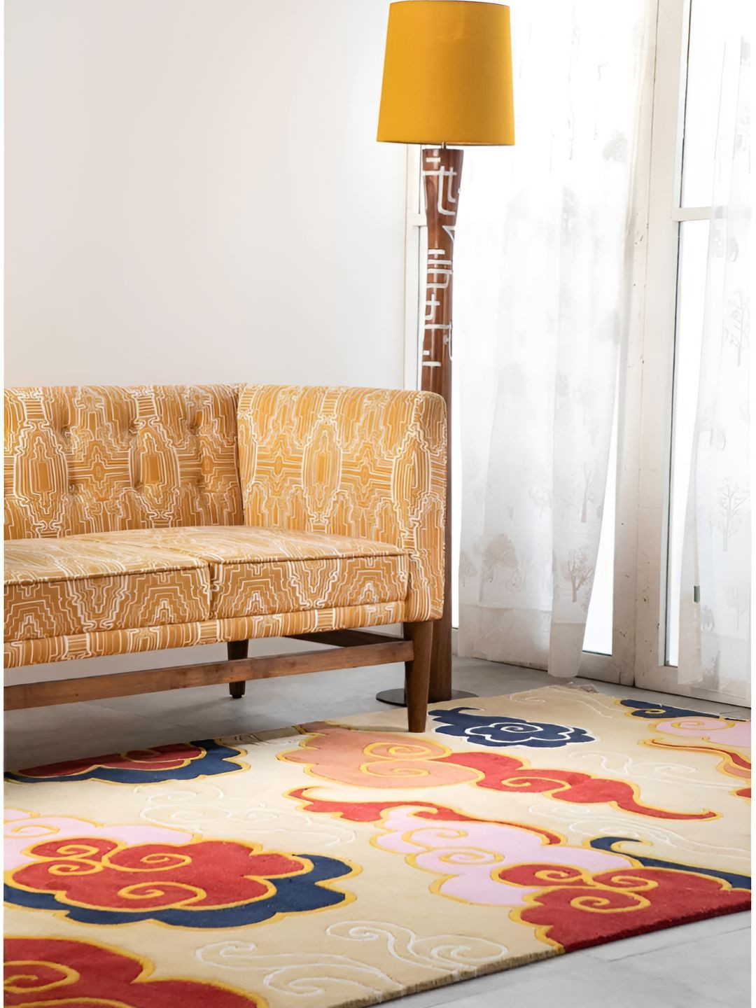 FREEDOM TREE Sunseeker Cloud Red & Yellow Printed Rectangular Rug Dhurrie