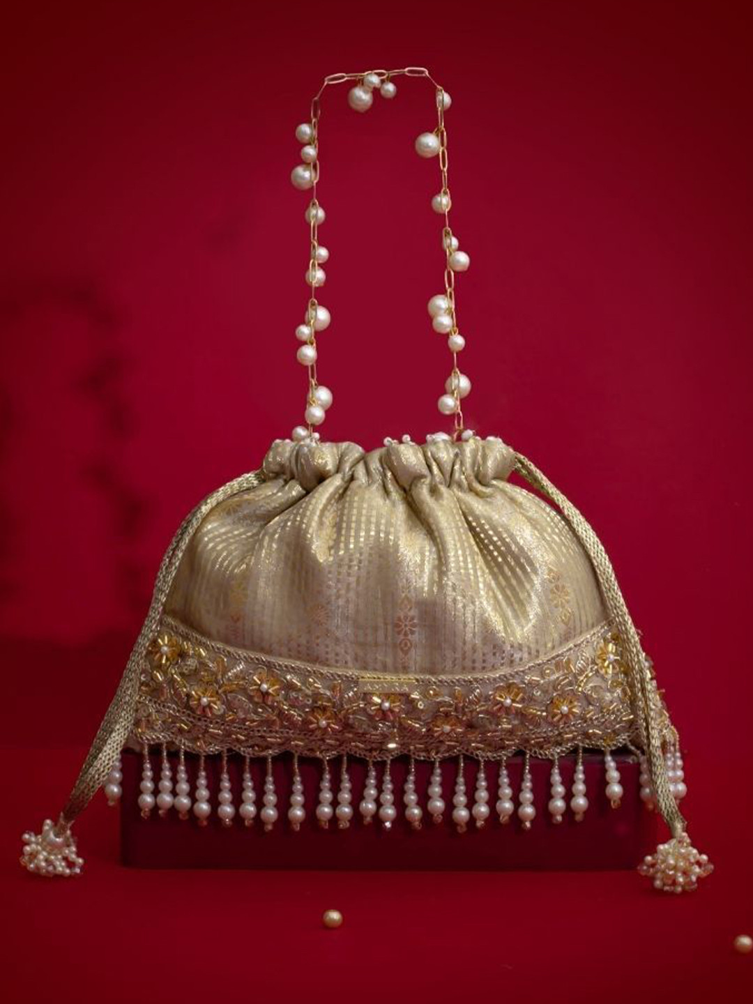 AMYRA Women Vivaah Floral Embellished Party Potli Bag