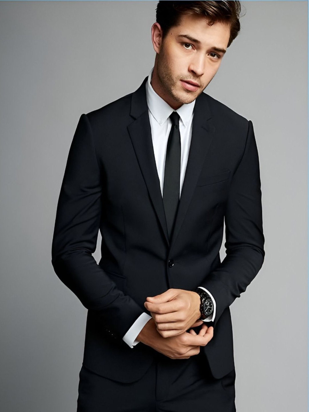 Selvis Single-Breasted Notched Lapel Cotton Blazer