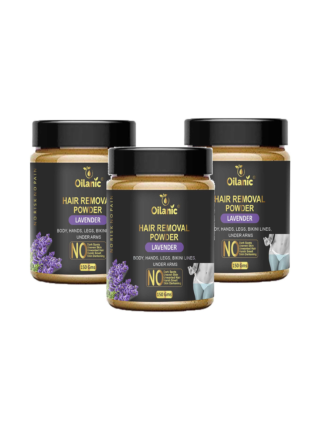 Oilanic Set Of 3 Lavender Hair Removal Powder - 150 g Each