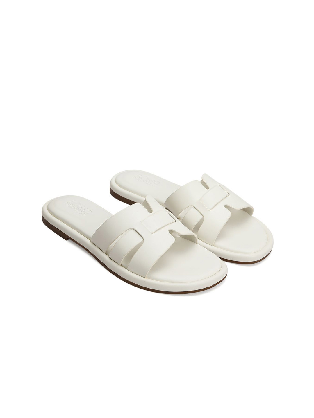 ROSSO BRUNELLO Women Solid Buckles Design Open Toe Fashion Flats