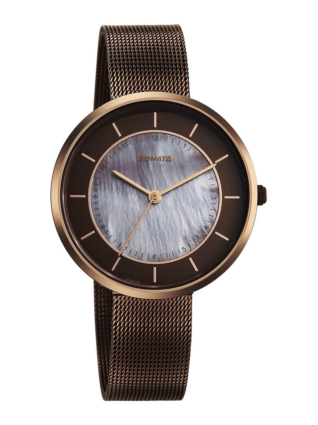 Sonata Women Modern Edit 3 Quartz Brown Round Dial Watch - 8193QM01