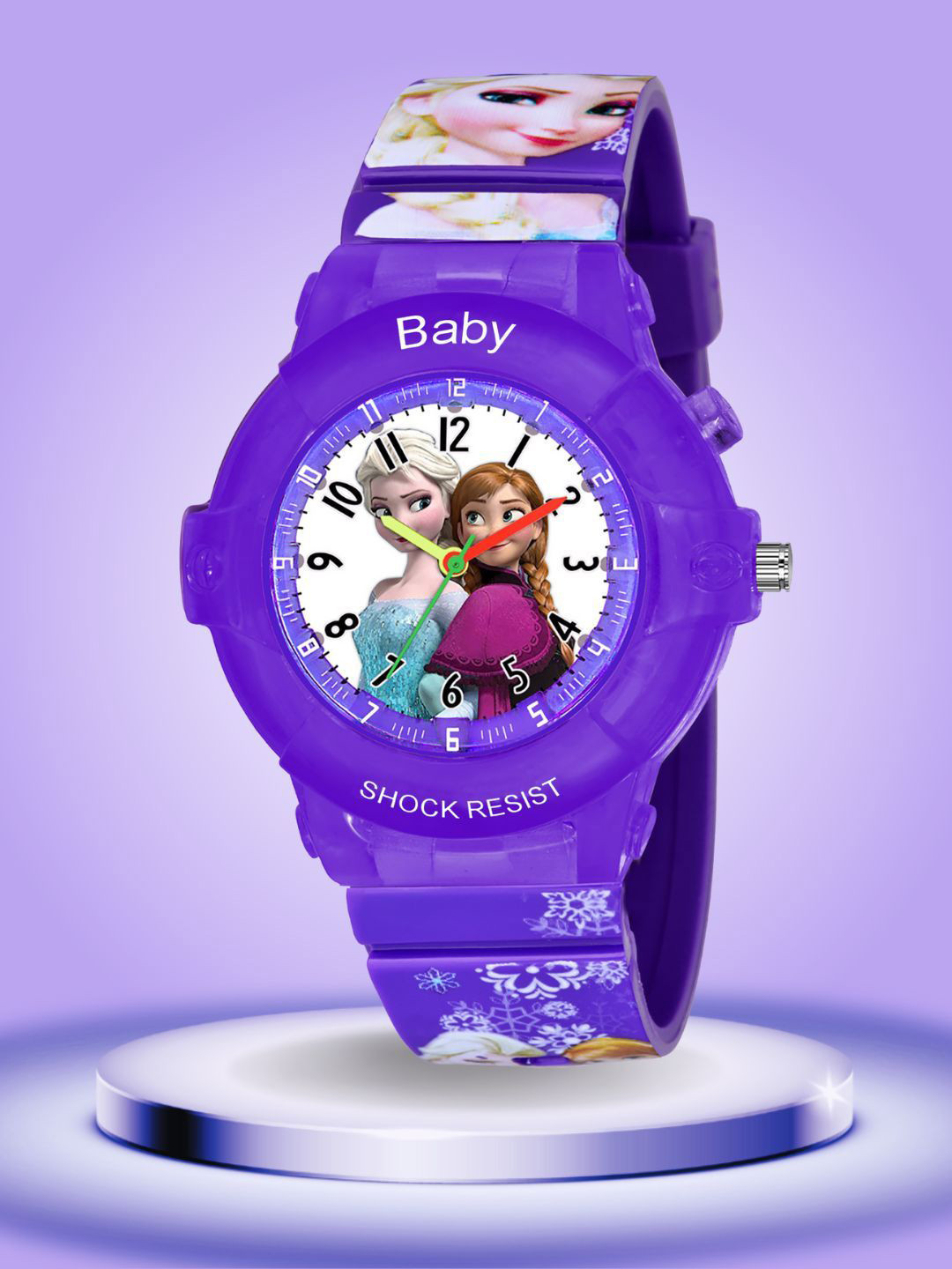 PAPIO Kids Round Dial & Analogue LED Backlight Watch KD-108 PURPLE FROZEN