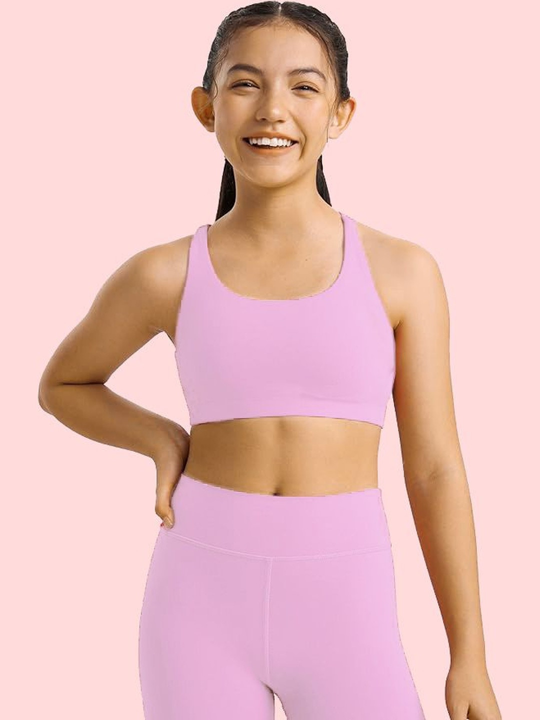 BRAAFEE Girls Pack of 4 Cotton Non Padded Teenager Full Coverage Sports Bra