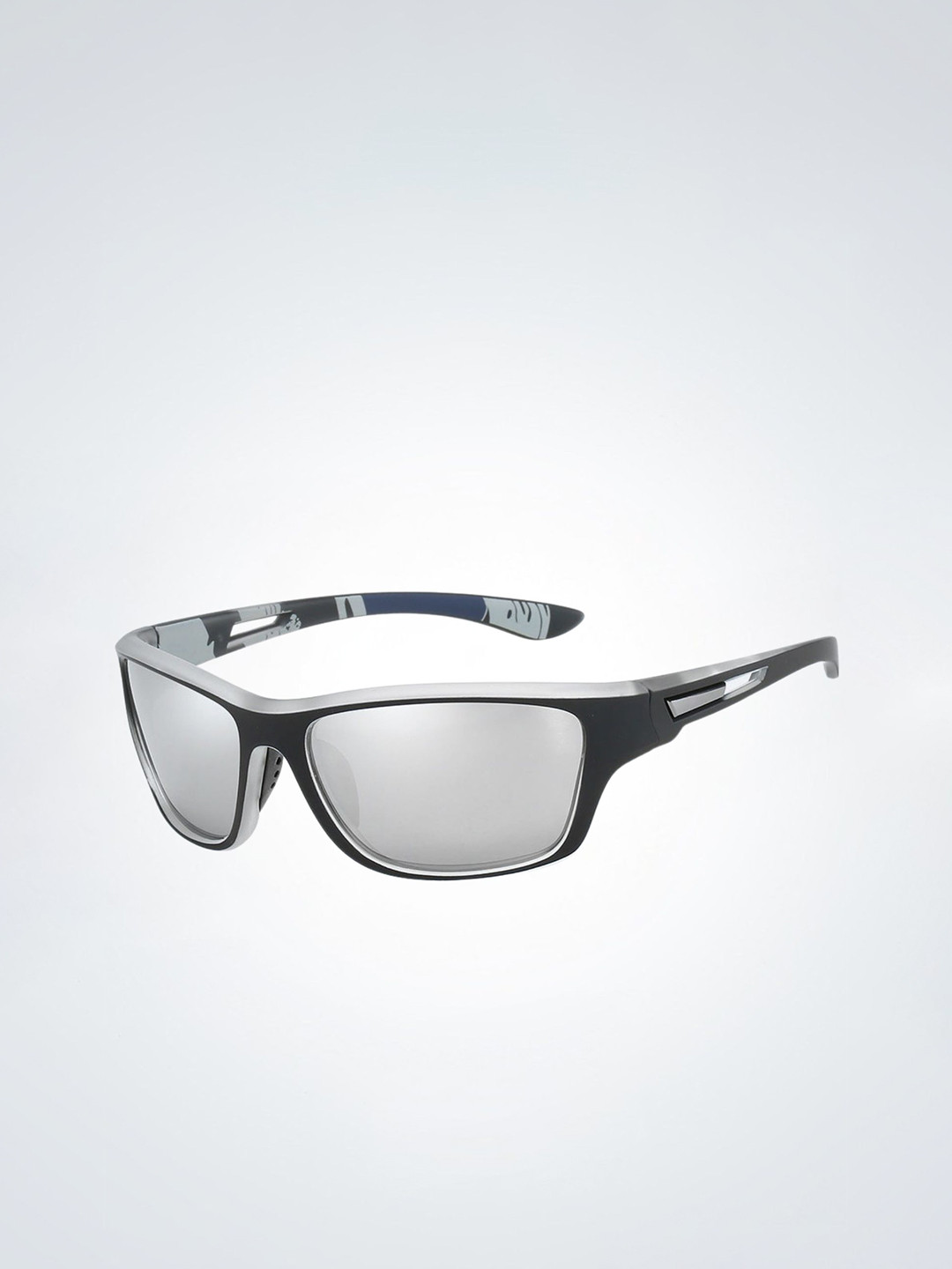 goglassic Unisex Full Rim Rectangle Sunglasses Rider-V1-Silver-Mercury