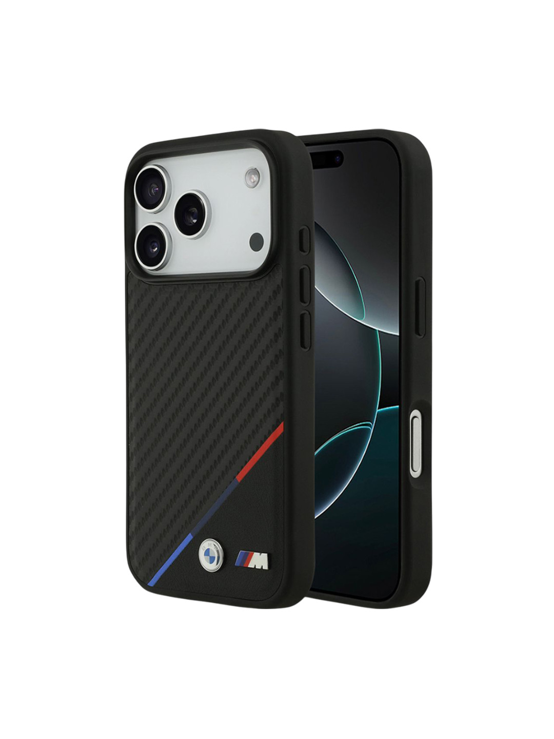 BMW Hc M Magsafe Pu Carbon Tricolor Line Iphone 17 Pro Max - Black