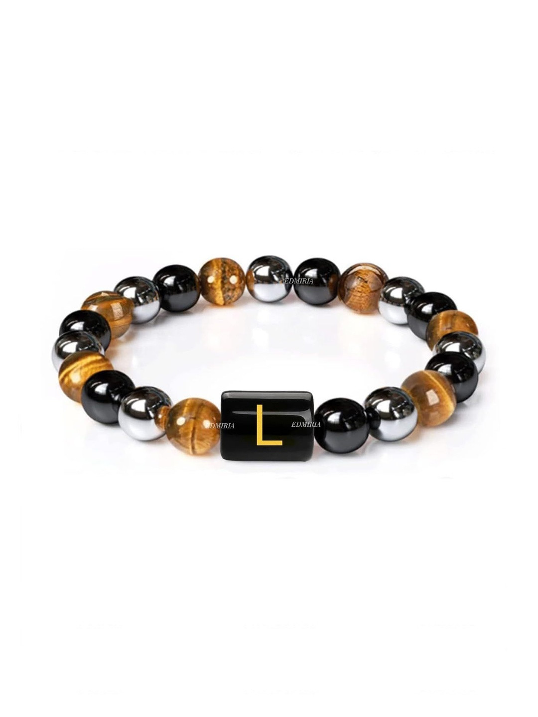 EDMIRIA Unisex Colourblocked Tigers Eye Bangle-Style Ceramic Bracelet