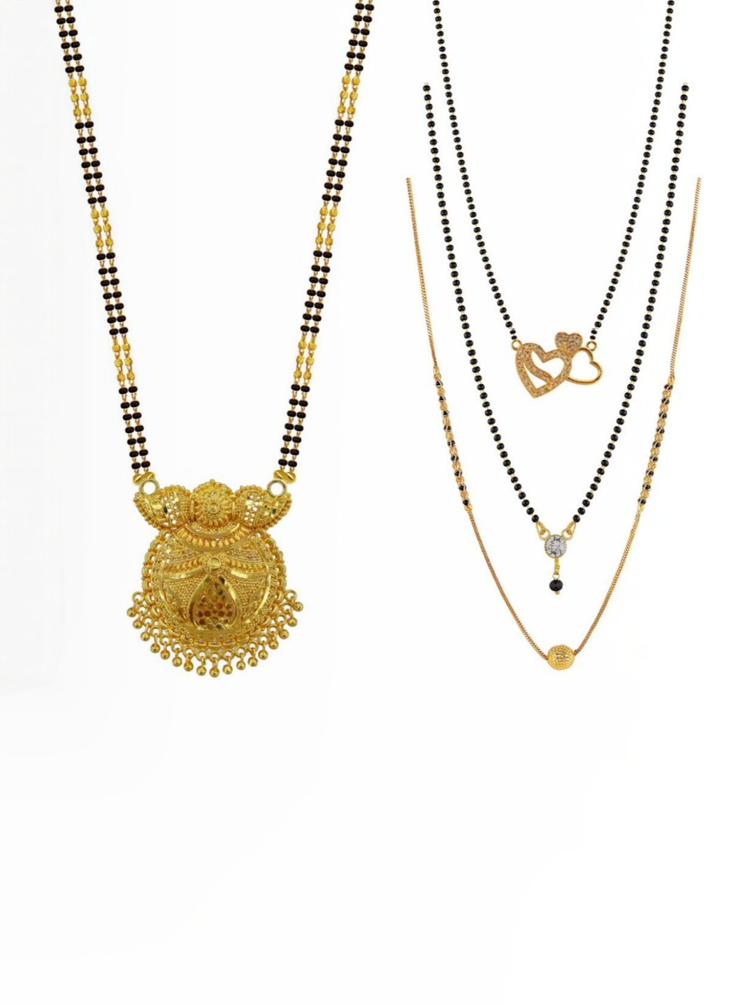 Bhanu diam Women Set 0f 4 Gold-Plated Brass Mangalsutra