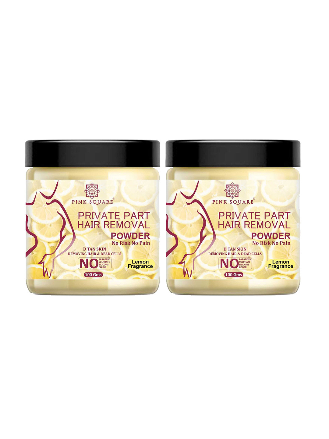 Pink Square Set Of 2 Lemon Fragrance Hair Removal Powder - 100 g Each