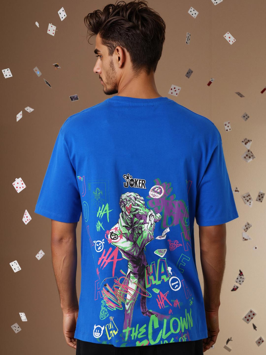 The Indian Garage Co Men Joker Graphic Printed Round Neck Cotton Relaxed Fit T-shirt