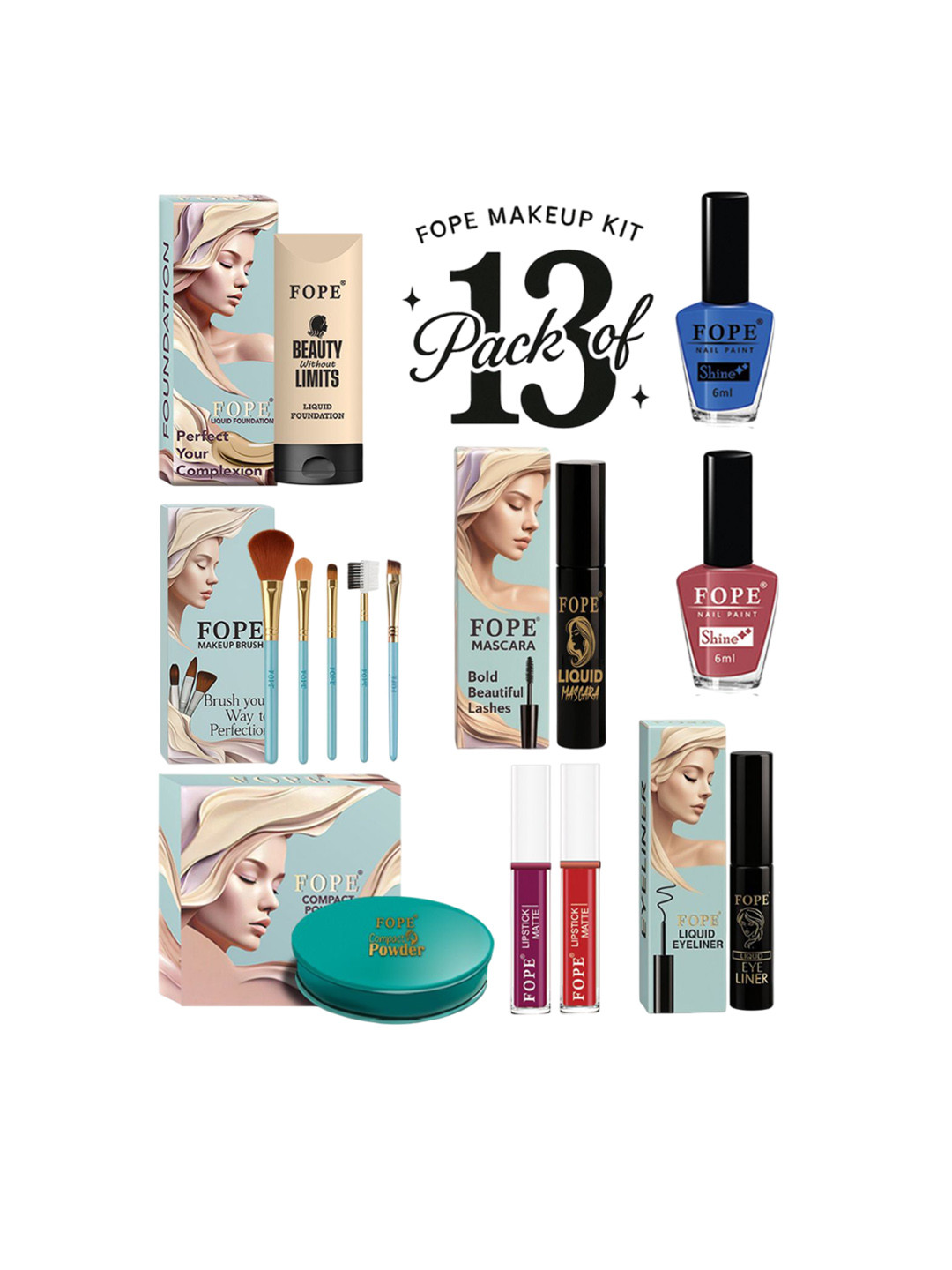 FOPE Set Of 13 All In One Long Lasting Makeup Combo