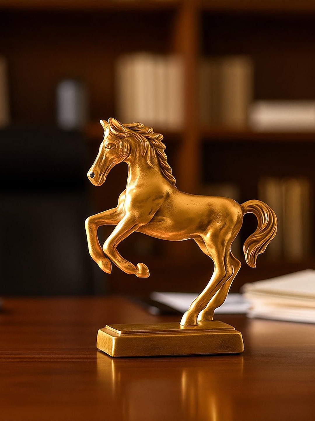 MARKET99 VON CASA Gold-Toned Horse Figurine Showpiece