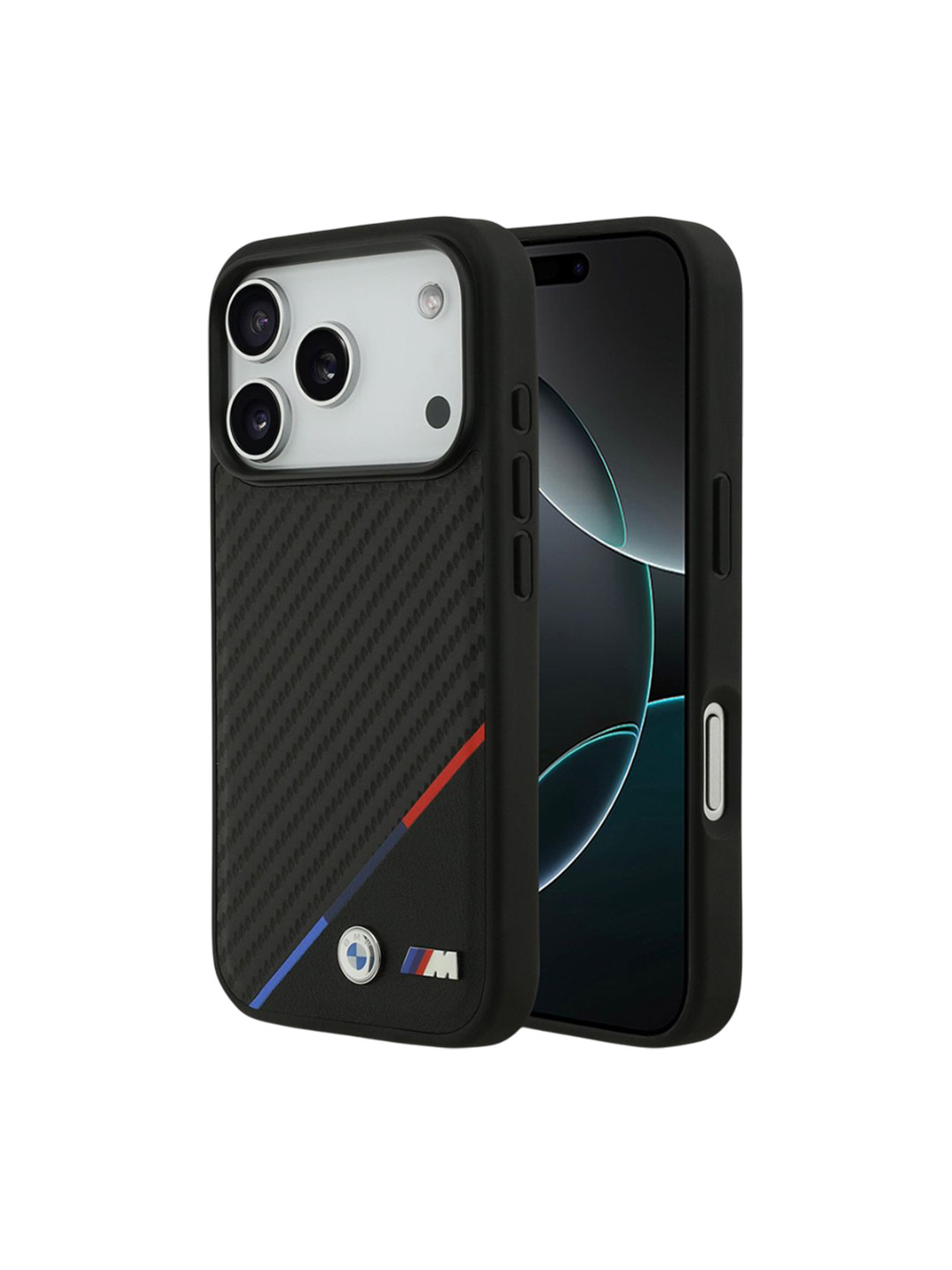 BMW Hc M Magsafe Pu Carbon Tricolor Line Iphone 17 Pro - Black