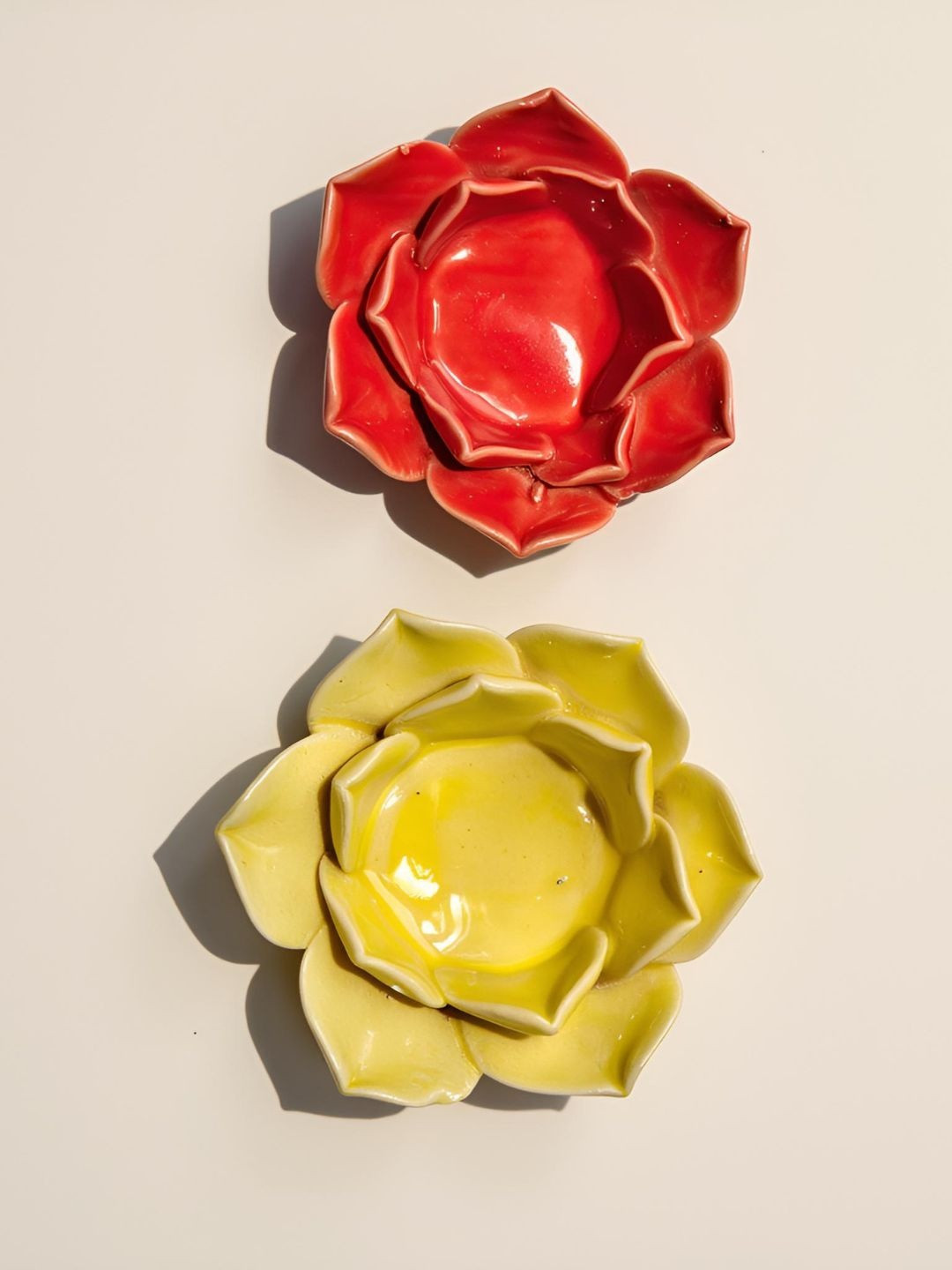 Kraftlik Handicraft Set of 2 Lotus Flower Candle Holder