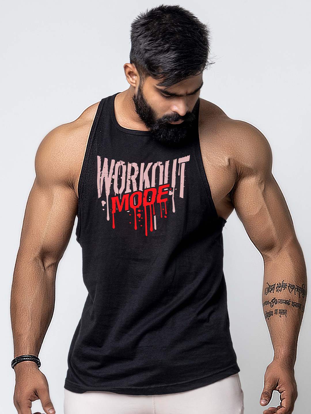 JUARI BE A GENTLEMAN Men Printed Round Neck Lightweight Sleeveless Pure Cotton Gym Vest