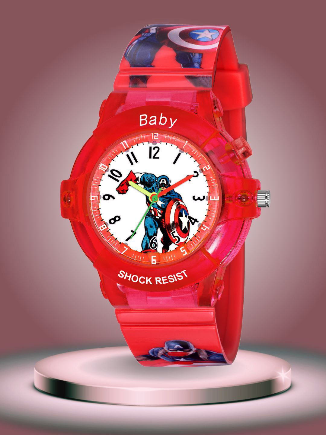 PAPIO Kids Dial & Straps Analogue LED Backlight Watch KD-106 RED CAPTAIN