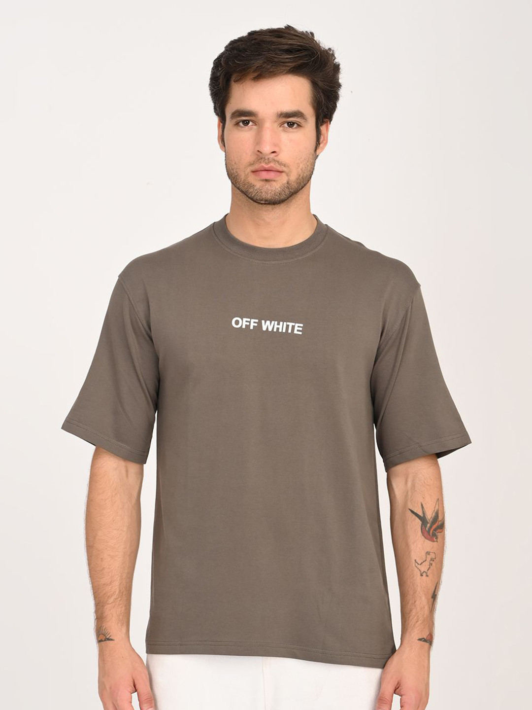 Off White Brand Logo Printed Regular Fit Cotton T-shirt