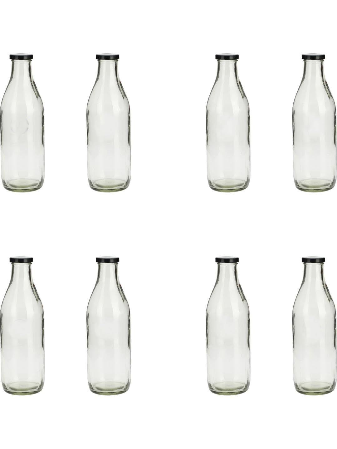 1ST TIME Unisex Set of 8 Transparent Glass Water Bottle