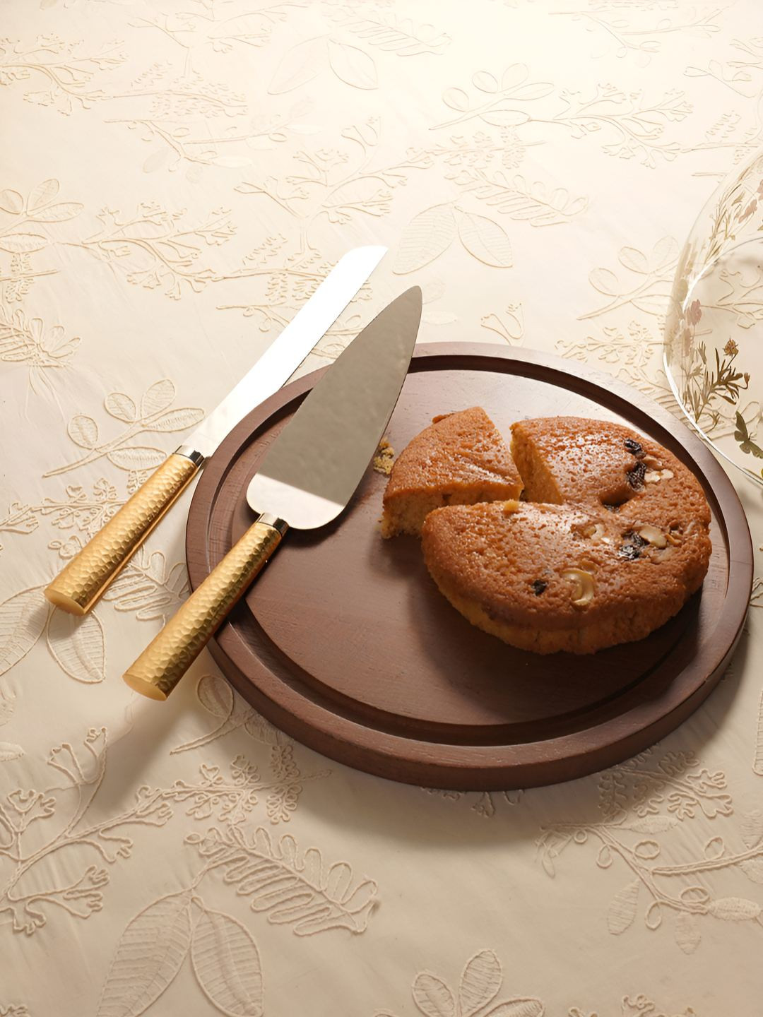 Pure Home and Living Gold-Toned & Silver Toned 2 Pieces Steel Cake Server Cutlery Set