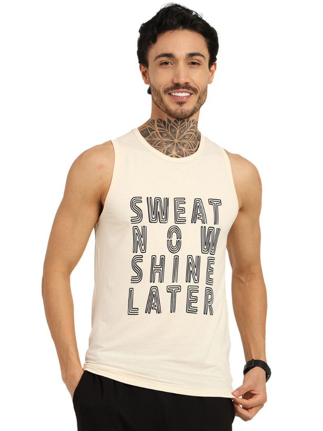 Bamboology Men Typography Printed Bamboo Anti Odour T-shirt Soft Breathable Workout Vest