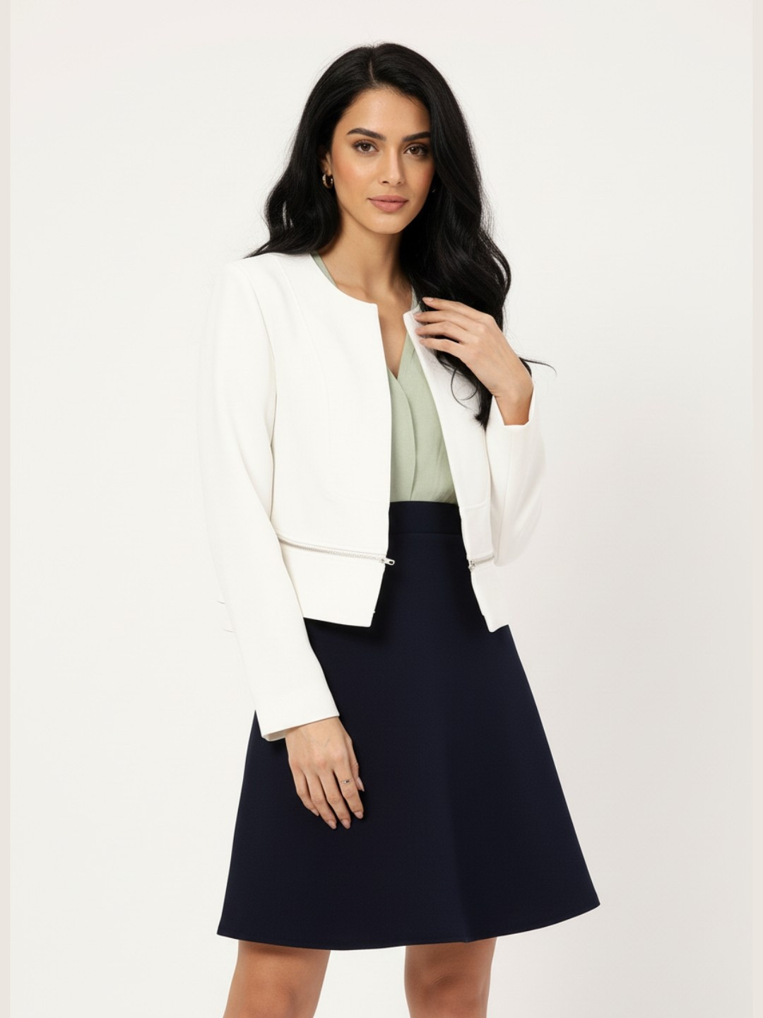 DressBerry Stylish Serenity Shoulder-Padd Jacket with Zip-Detail