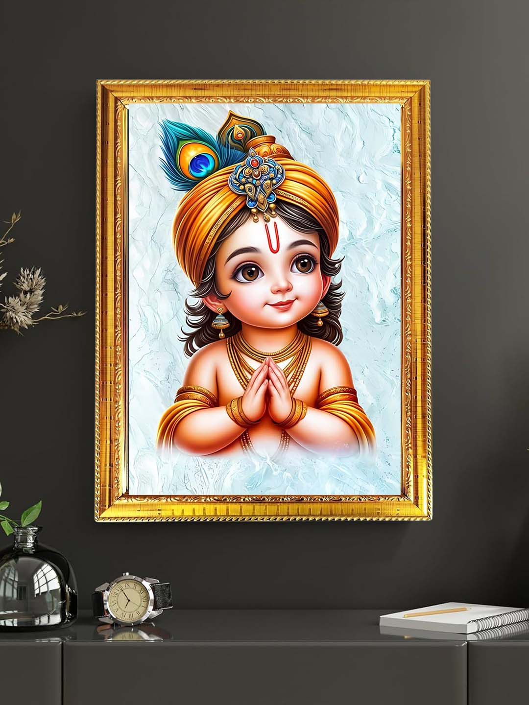 blinkart Blue & Brown Lord Child Religious Wall Art