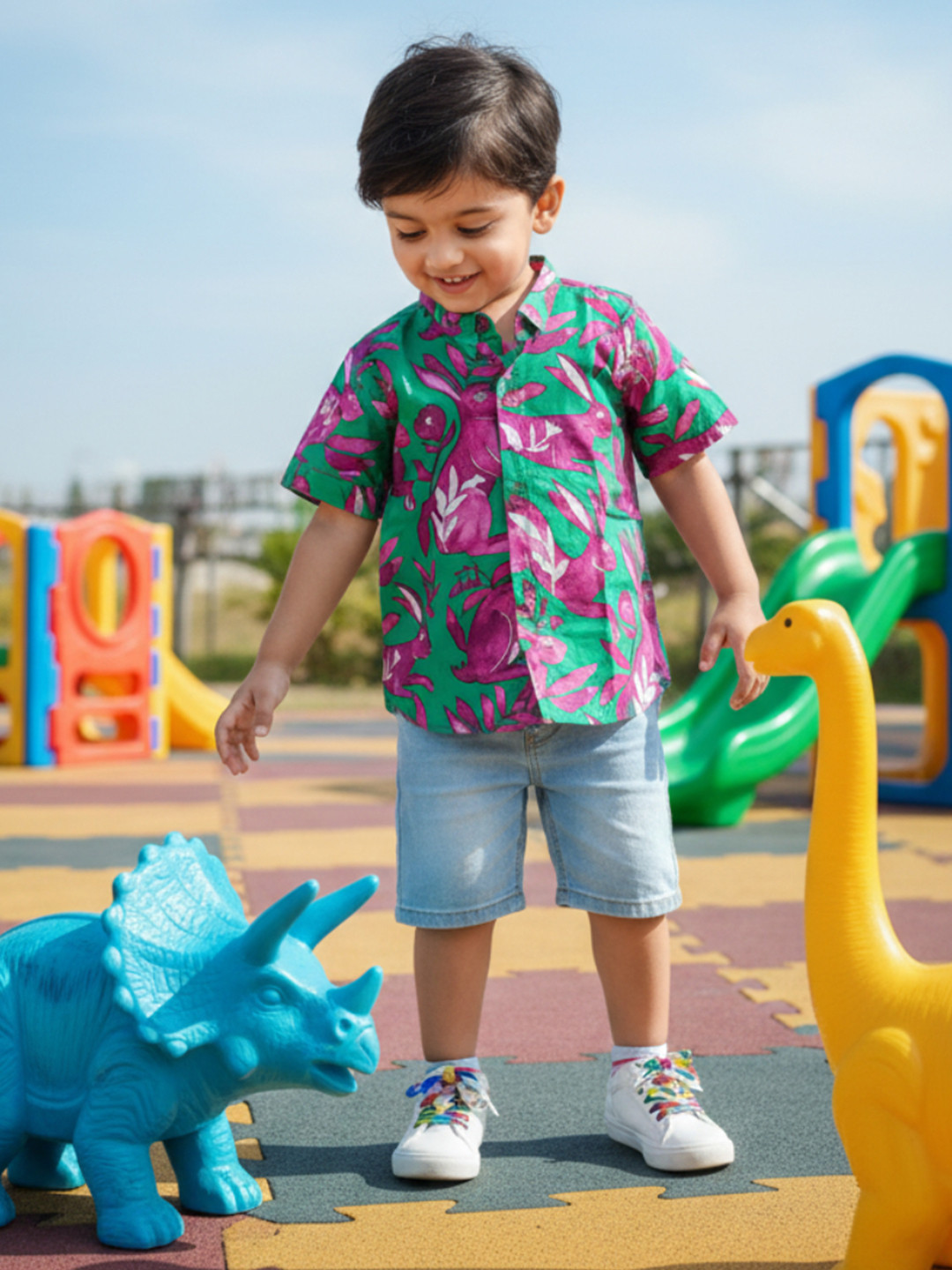 MASU LIVING Boys Comfort Floral Opaque Printed Cotton Casual Shirt