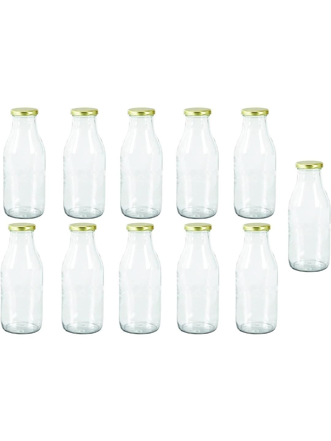 1ST TIME Set Of 11 Transparent & Gold-Toned Glass Solid Water Bottle