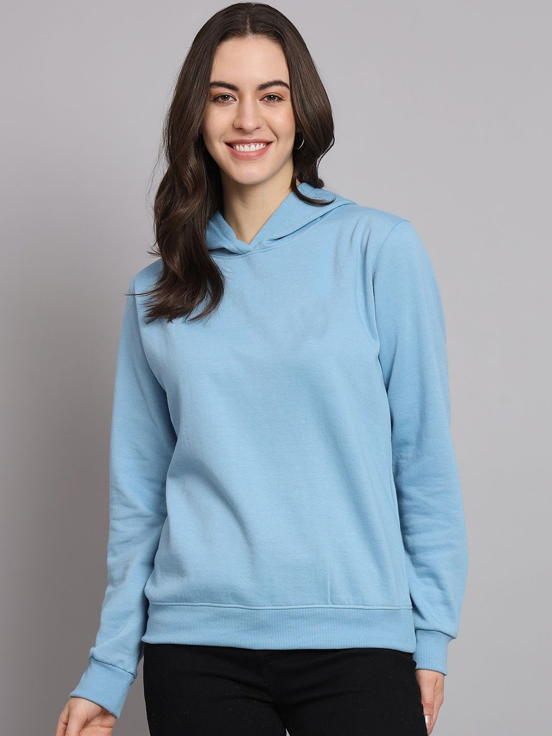 CORSICA Women Polyester Solid Hooded Pullover Sweatshirt