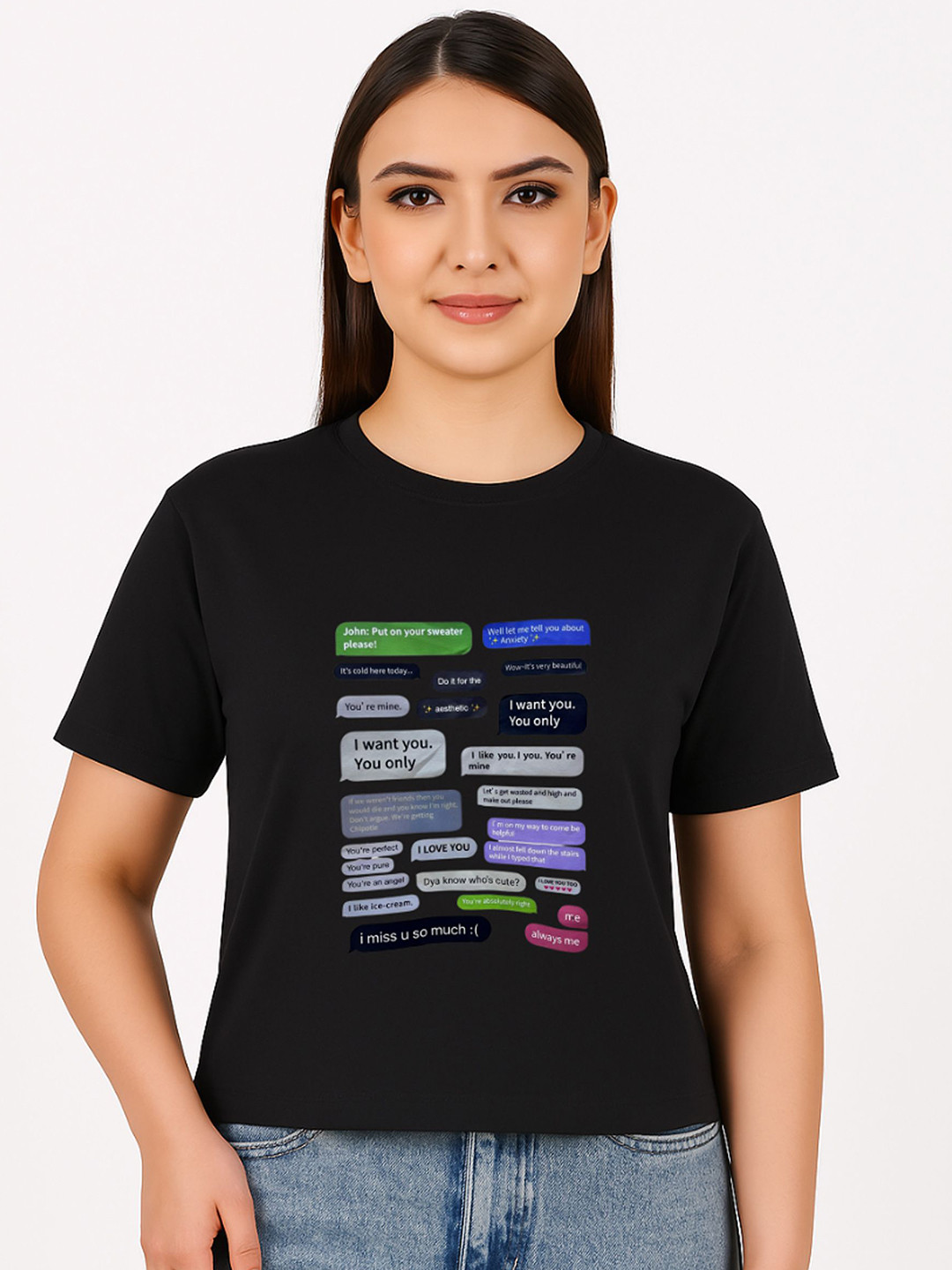 V-Hanu Women Typography Printed T-shirt