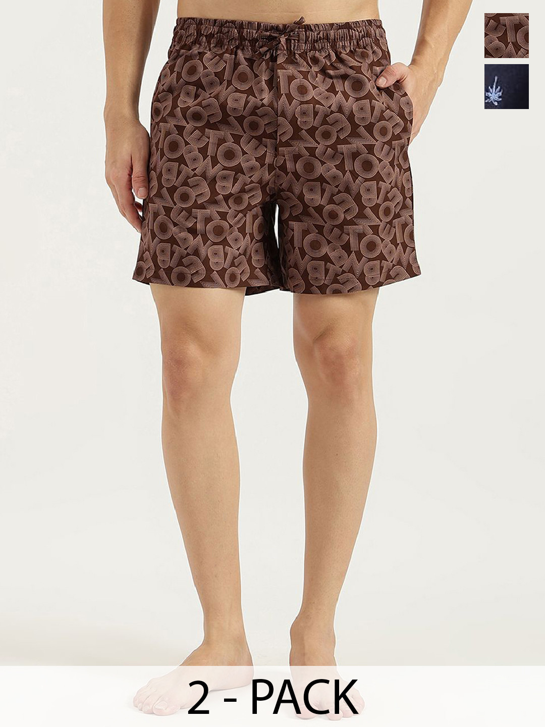 United Colors of Benetton Men Pack Of 2 Printed Pure Cotton Mid-Rise Breathable Boxers