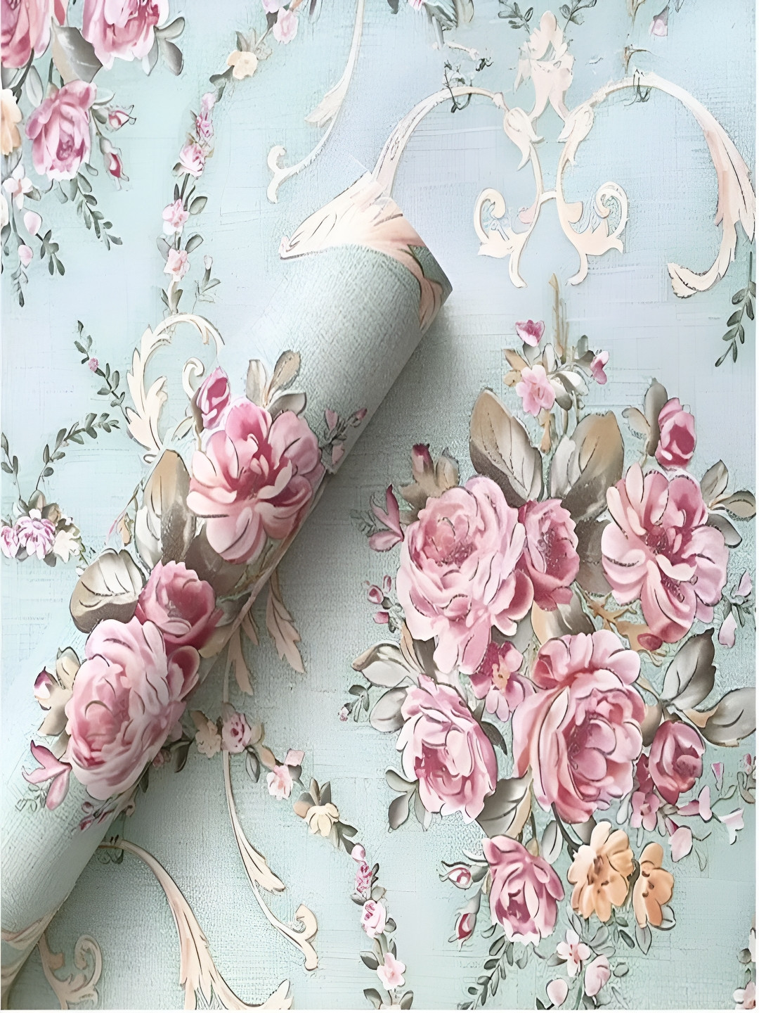 shyam steels Blue & Pink Printed Waterproof Wallpapers