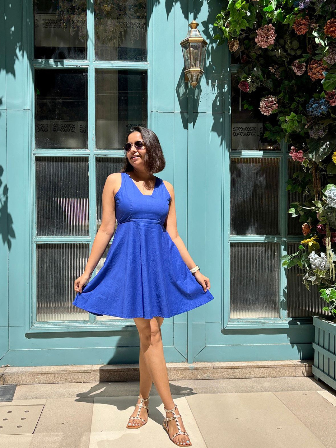 Label Tanvee Women Sleeveless Cotton Skater Dress