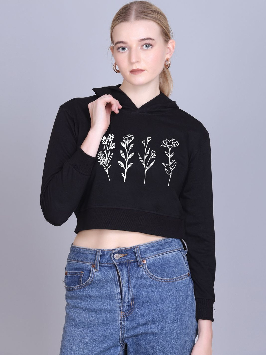 CORSICA Women Polyester Printed Hooded Pullover Sweatshirt