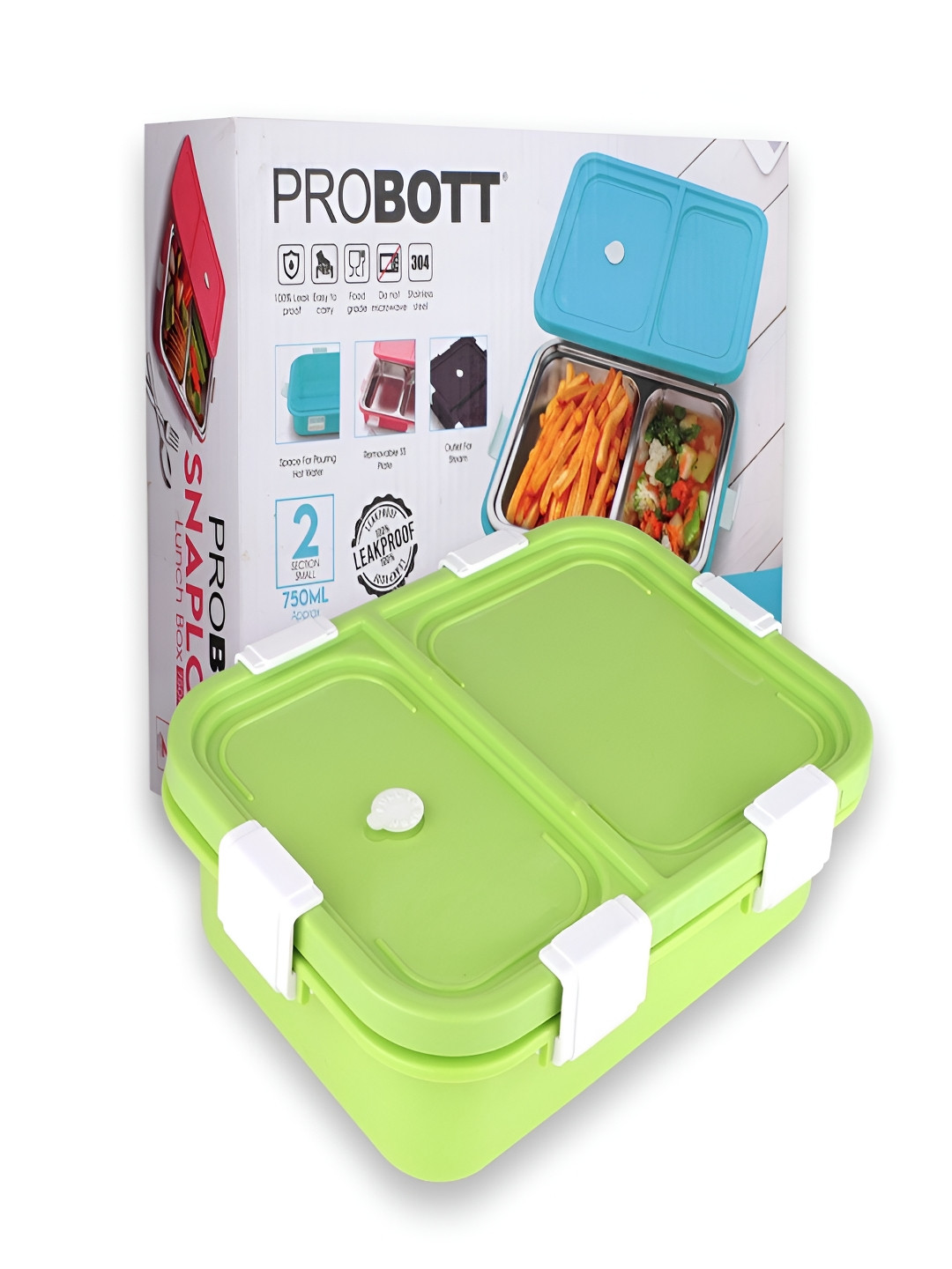 PROBOTT Green Stainless Steel Easy To Clean Lunch Box