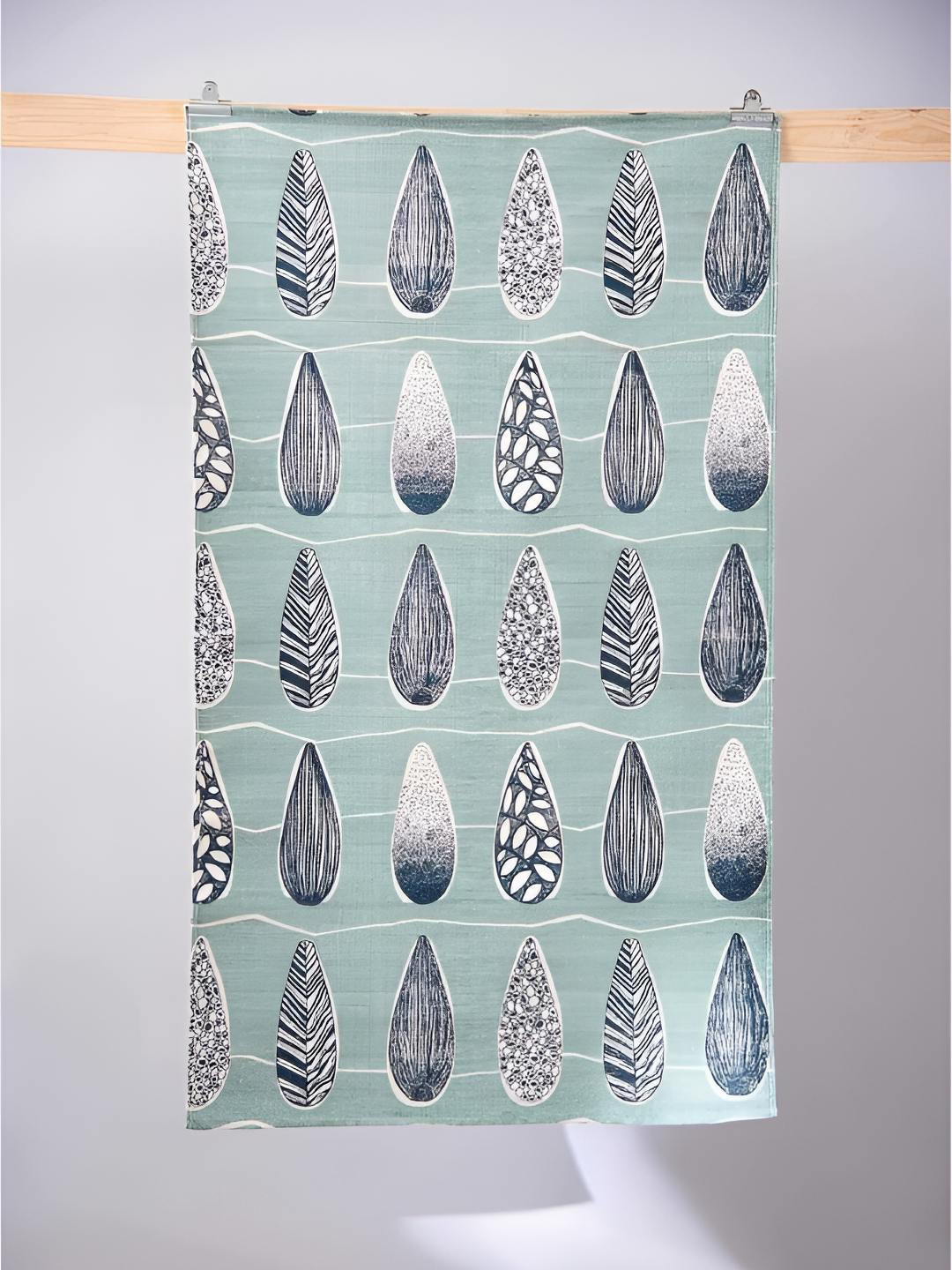 FREEDOM TREE Kuppi Green & Blue Printed Pure Cotton Rectangular Rug-Dhurrie