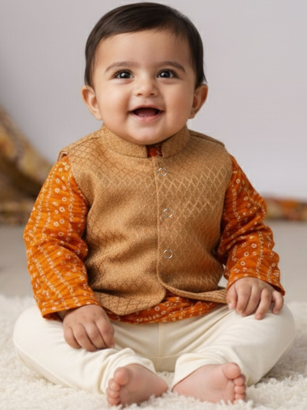 Sangria Boys Pure Cotton Bandhani Kurta Set