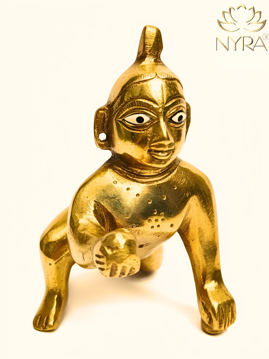 Nyra Kitchenware Yellow Glossy Bal Gopal Krishna Murti Showpiece