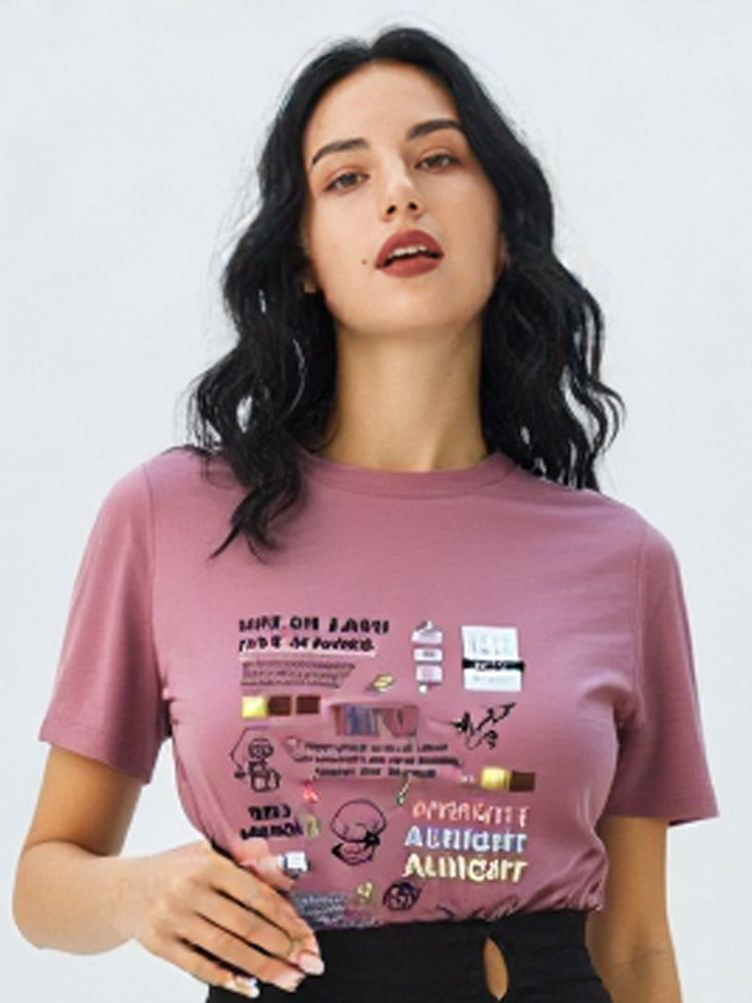 V-Hanu Typography Printed Pure Cotton T-shirt