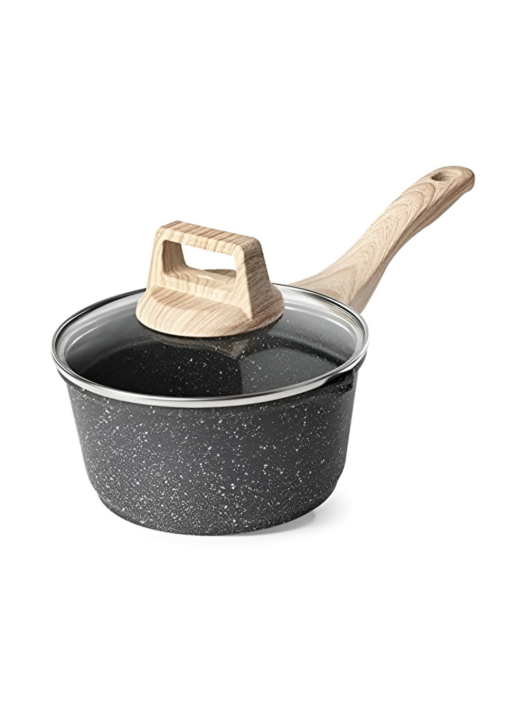 HOMEESSENTIALS Black Maifan Stone Nonstick Saucepan -3L