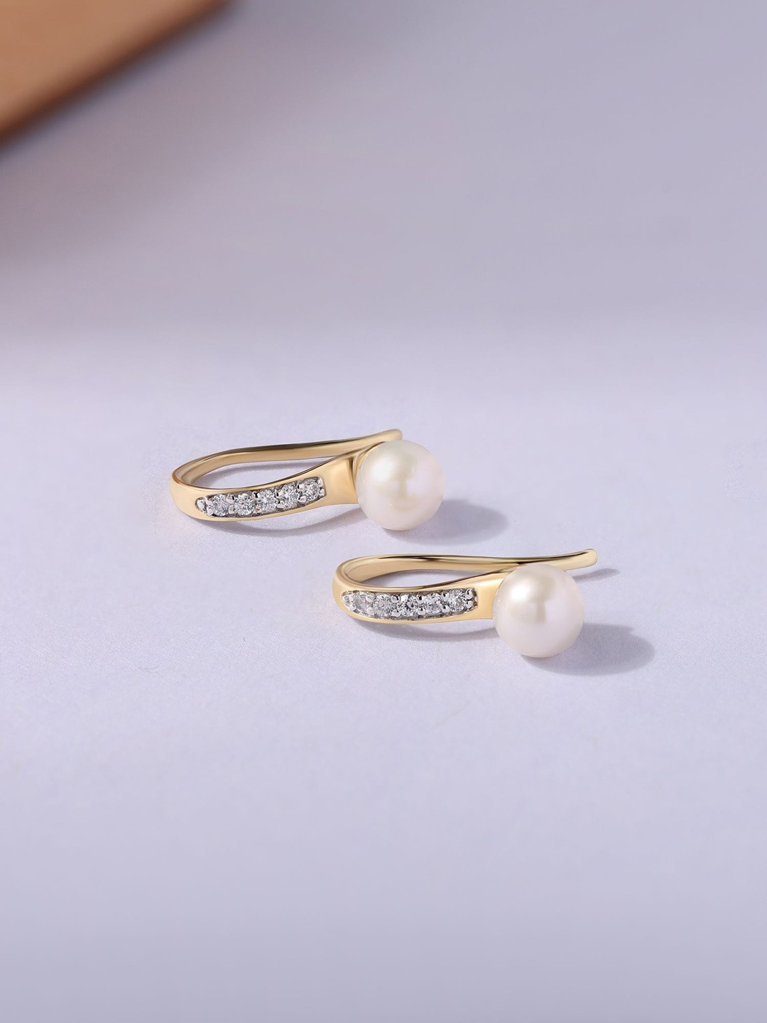 Ornate Jewels 925 Silver 18k Gold Plated Natural Freshwater Pearl Earring