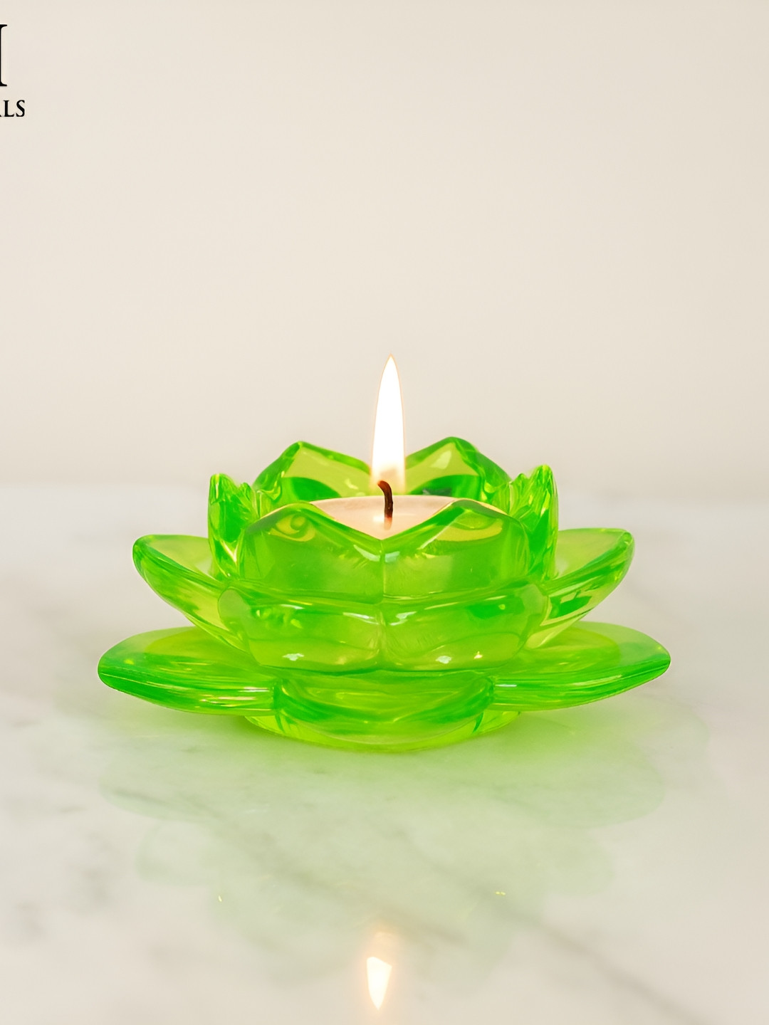 NFI essentials Green Glass Candle Holder