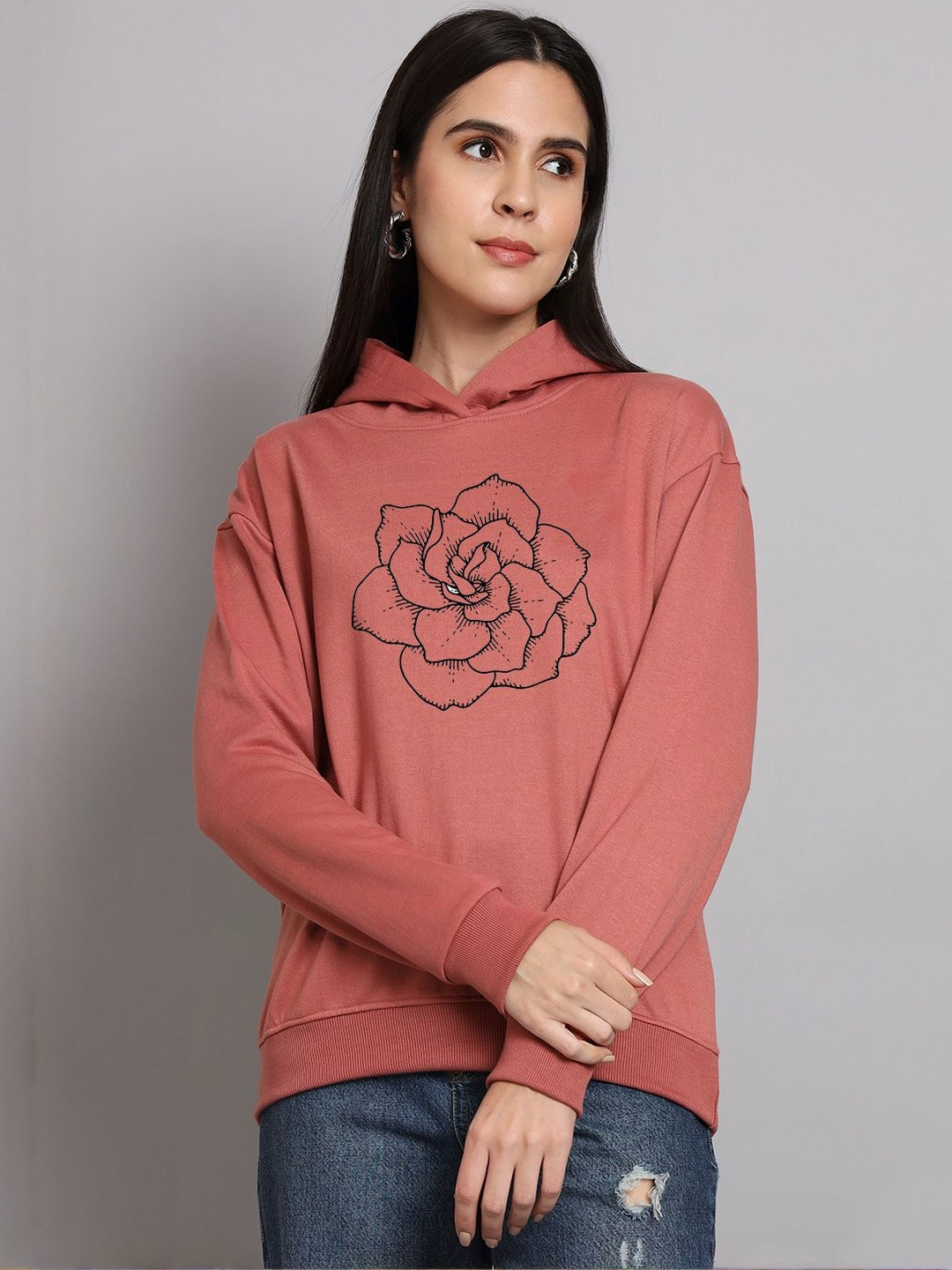 CORSICA Women Polyester Printed Hooded Pullover Sweatshirt