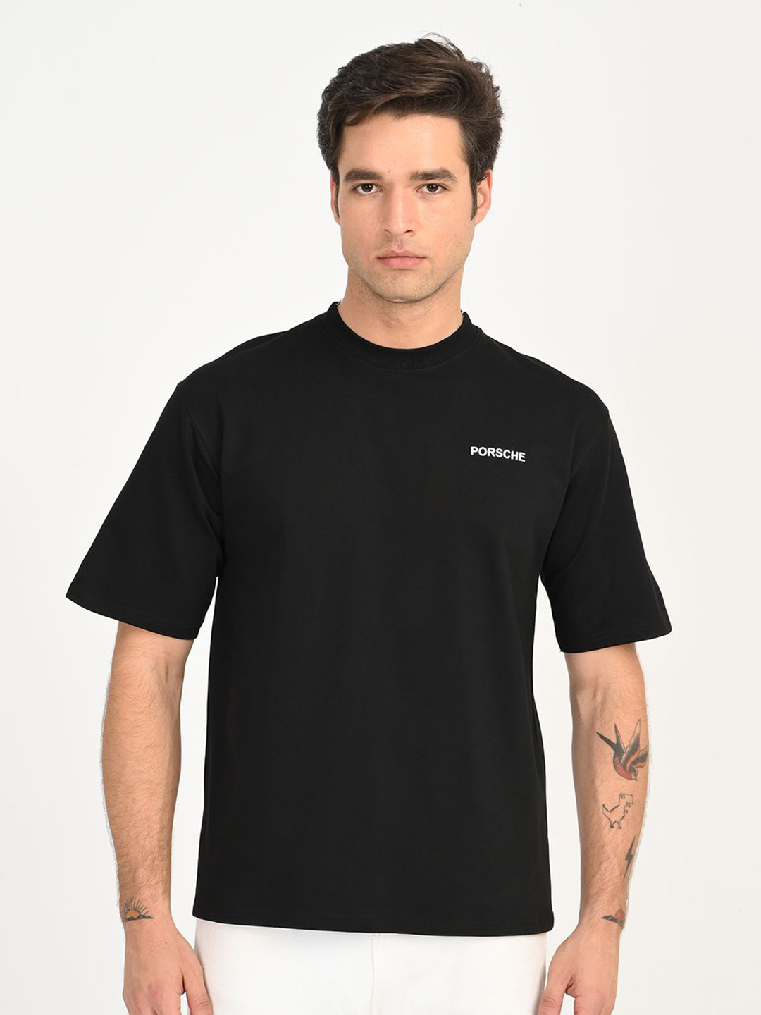 Porsche Men Brand Logo Printed Round Neck Regular Fit T-shirt