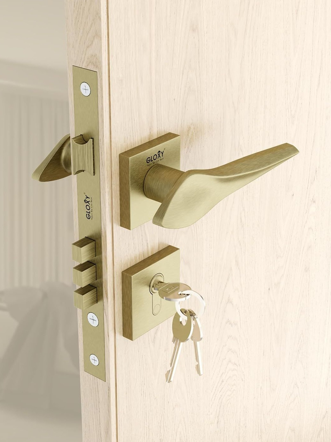 GLOXY Brown Stainless Steel Door Handle Lock