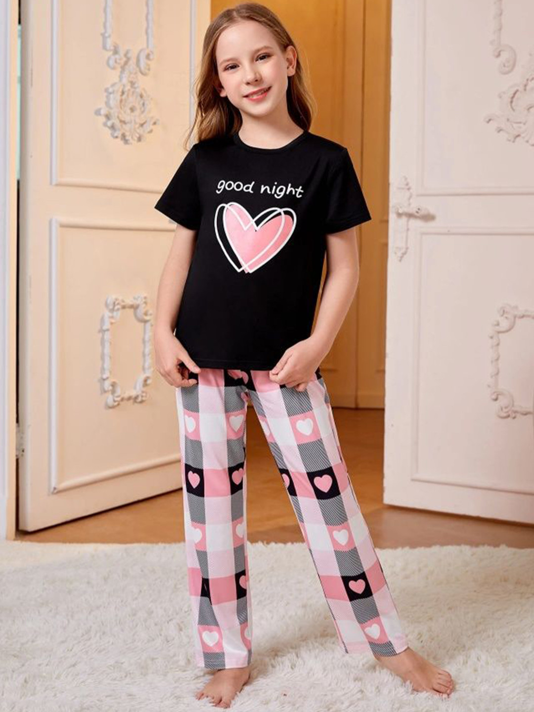 PAGHDAL BROTHER Girls Round Neck Graphic Printed Night suit