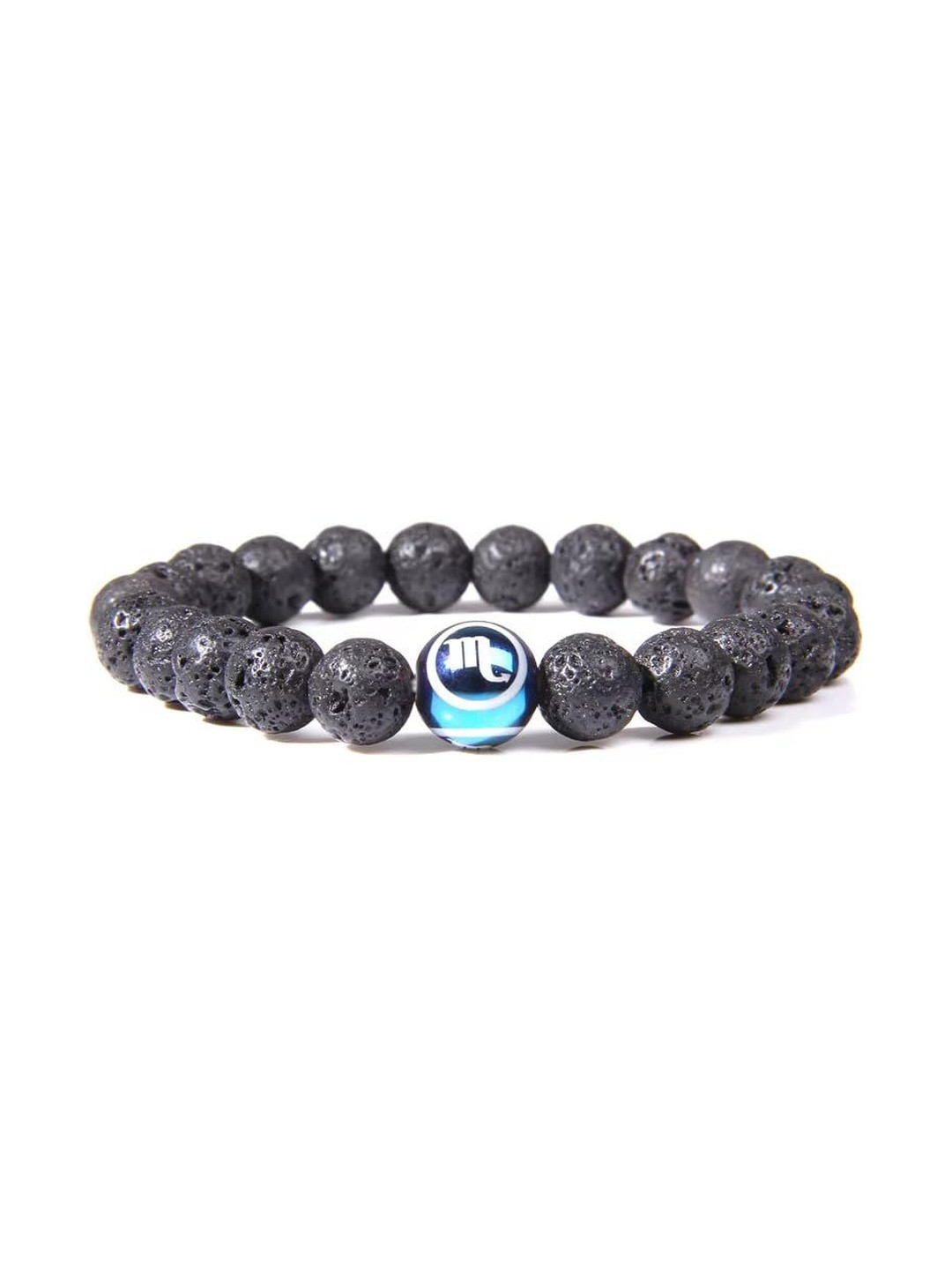 EDMIRIA Women Black Ceramic 8mm Natural Lava Stone Bracelet