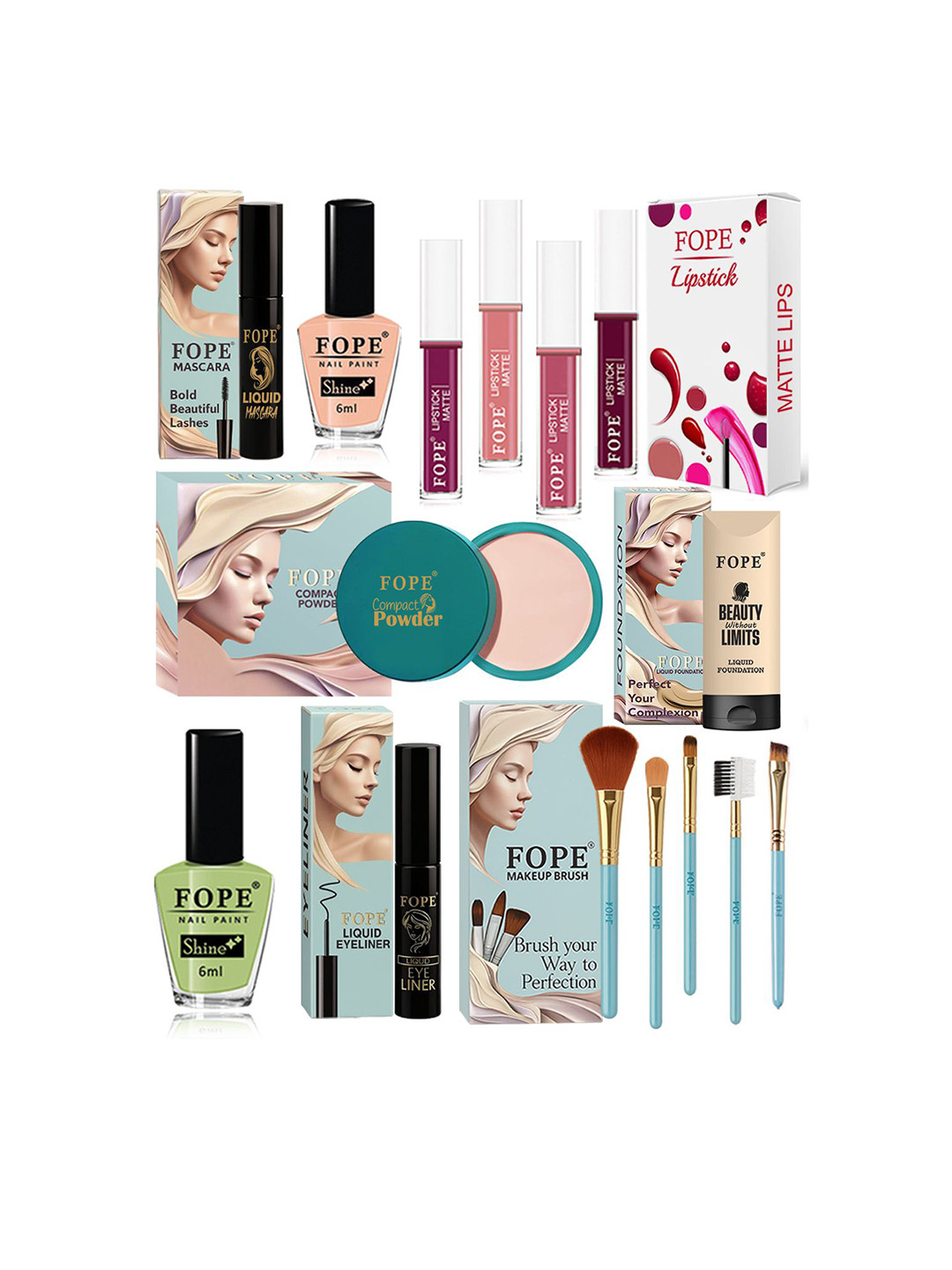 FOPE Set Of 15 All In One Long Lasting Makeup Combo