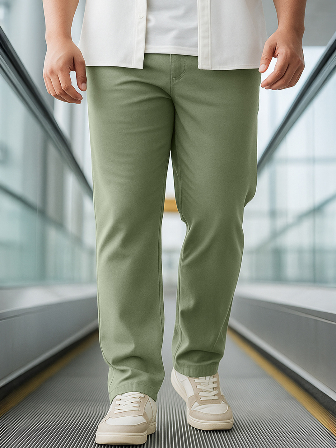 Bewakoof Plus Men Bewakoof Sage Green Plus Size Pants